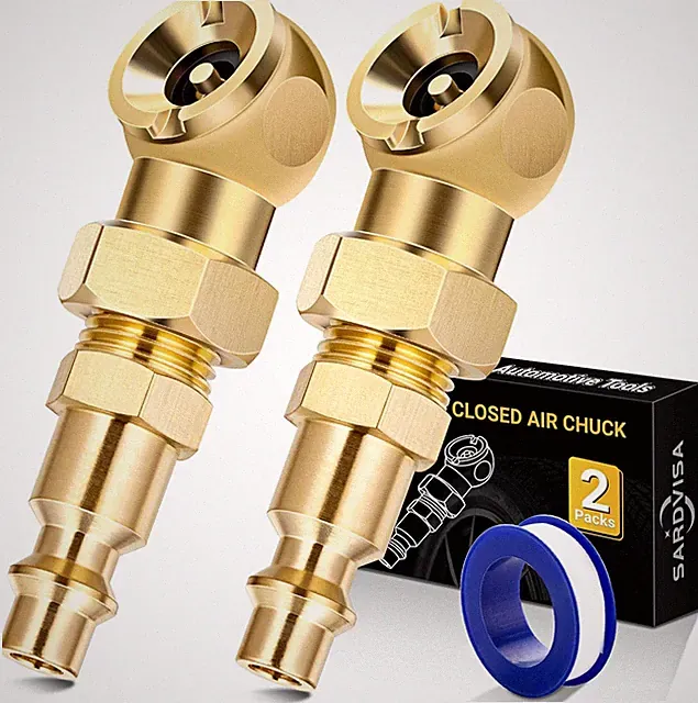 2-Packs Portable Air Chucks, Solid Metal Closed Ball Air Chuck with 1/4" NPT Sta