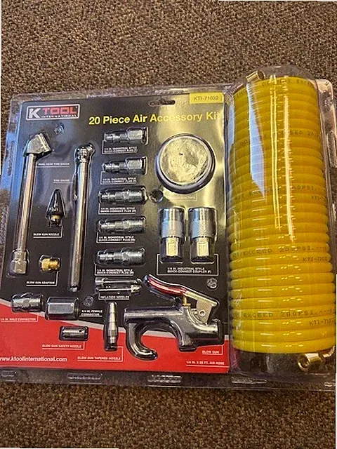 20pcs Air Compressor Accessory Kit 25Ft Recoil Hose Gun Nozzles Set 1/4" NPT New