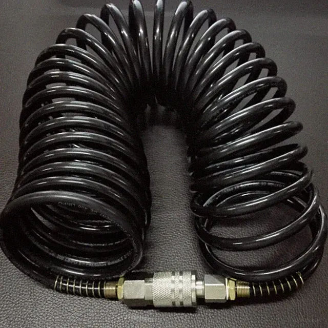 25ft 1/4" Recoil Air Hose Re Coil Spring Ends Pneumatic Compressor Tools 200PSI