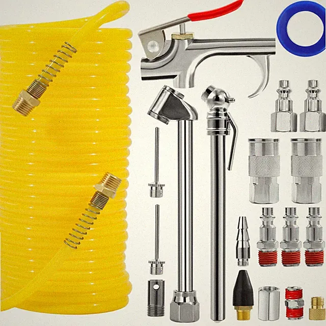 Air Compressor Accessory Kit w/ 25 Ft. Recoil Hose 20-Piece Starter Set Complete