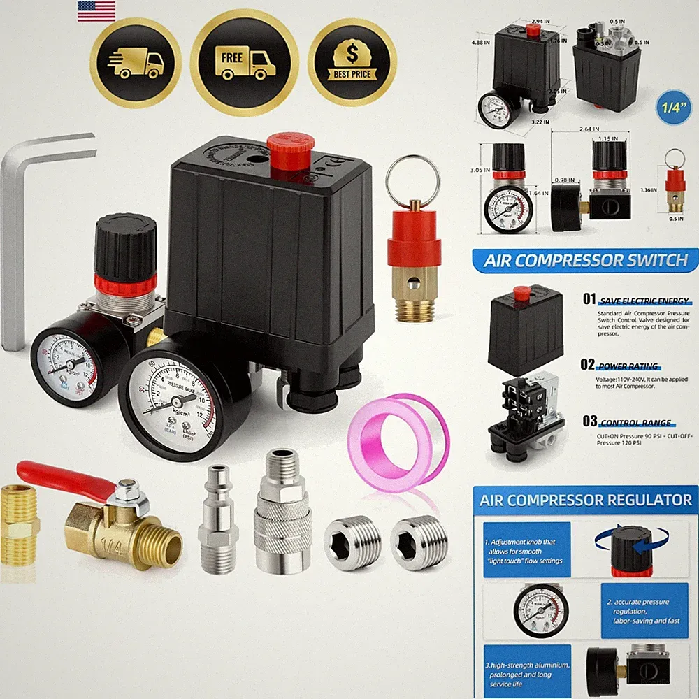 Air Compressor Pressure Switch Control Valve 90 120 PSI Regulator Safety Relief