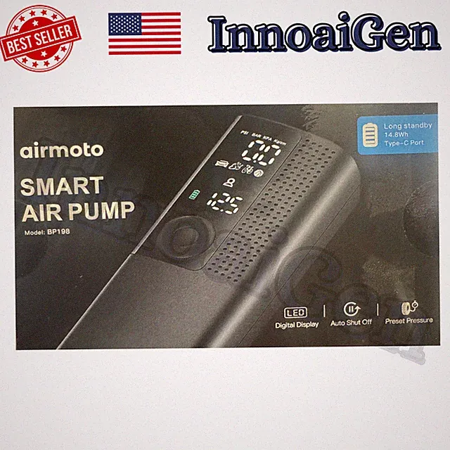 Airmoto Smart Air Pump BP198 Rechargeable Portable Tire Inflator Air Compressor