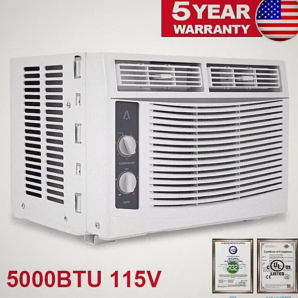 Garvee 5000 BTU Window Air Conditioner, Compact AC Unit with Remote & Timer, Fas