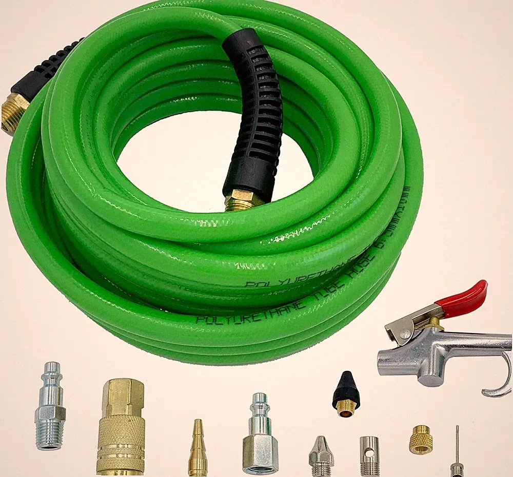 PU Braided Air Hose 1/4" X 25 Ft plus 10 pcs Air Compressor Accessories KIT, 2