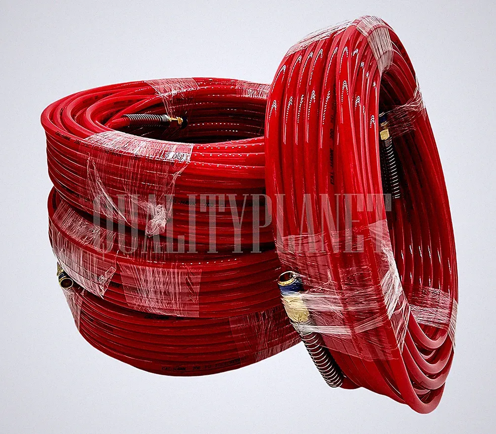 (QTY:4) 100ft x 1/4" NPT Air Compressor PU Hose Roofing Framing carpentry RED