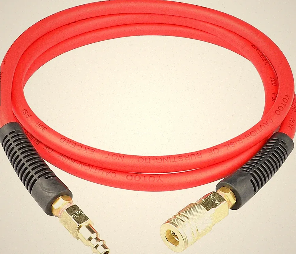 YOTOO Hybrid Lead-in Air Hose 1/4-Inch by 6-Feet 300 PSI Heavy 6 FT, Red